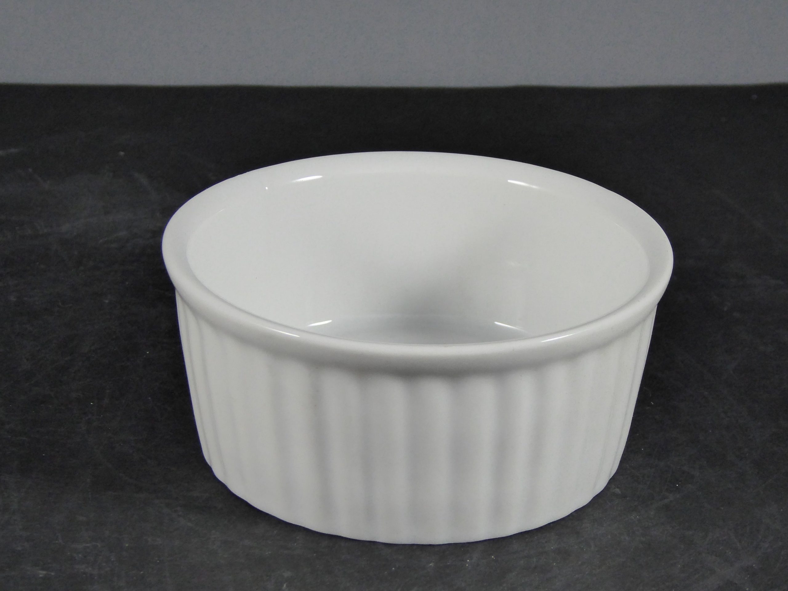 #10504 RAMEKIN 3.5" (6 OZ.) - White Ceramic Ramekin with Fluted Design, Ideal for Baking and Serving, Sold by the Case