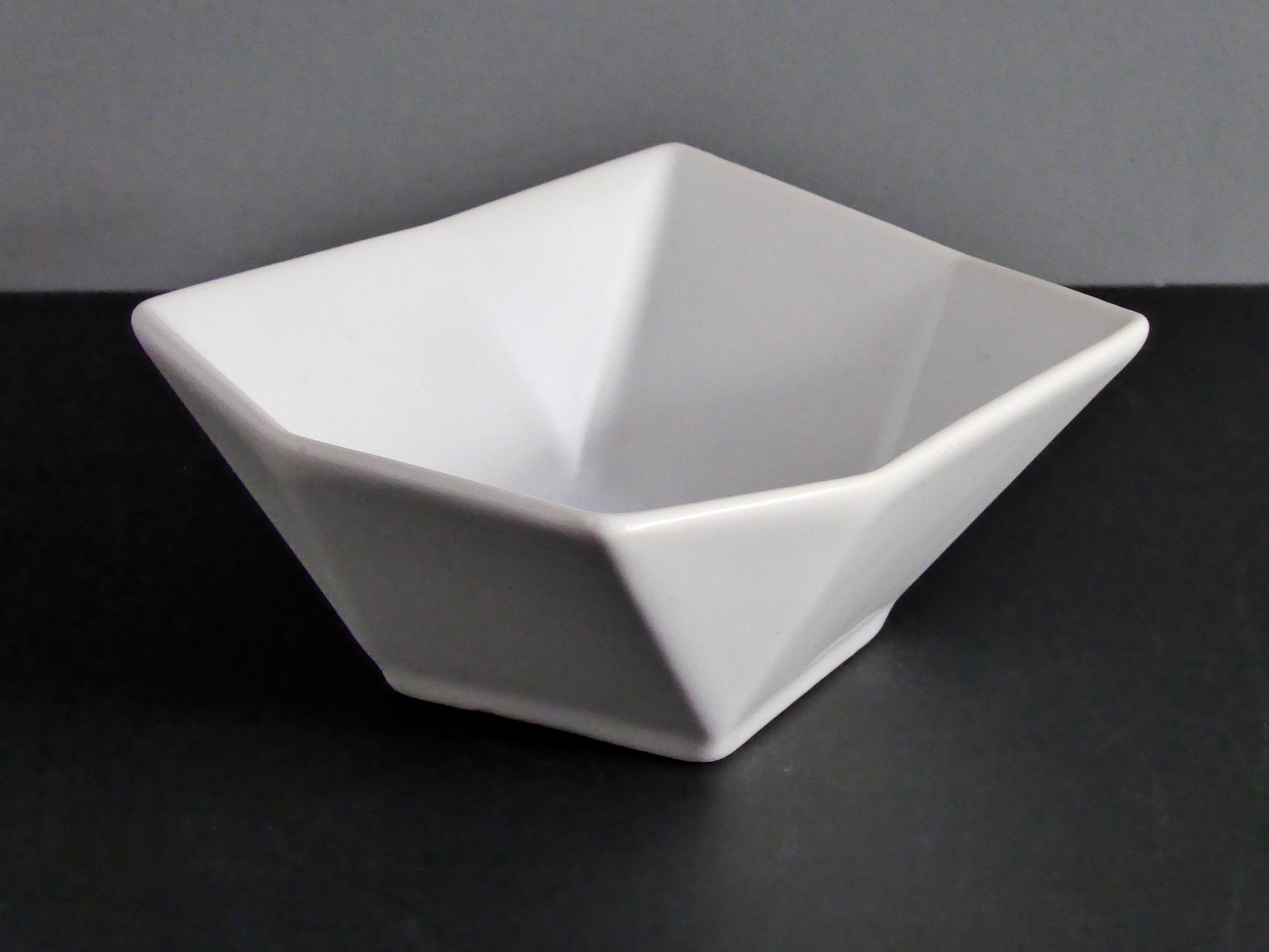 #12058 BOWL 3.75" SQUARE WAVY (6 OZ.) - White Ceramic Geometric Bowl for Serving & Decor, Sold by Case