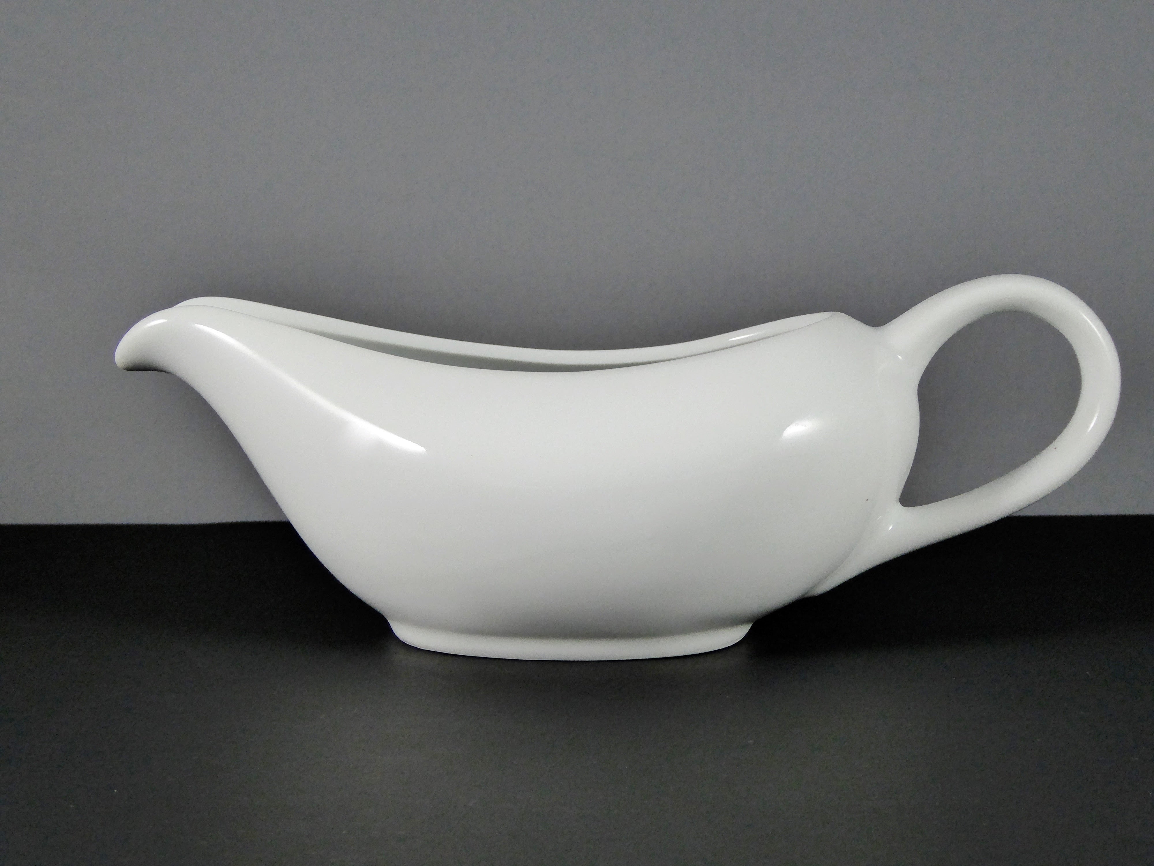 #13042 GRAVY BOAT 9" (16 OZ.) - Medium - sized Ceramic Porcelain White Glaze Gravy Boat for Serving Sauces, Sold by Case