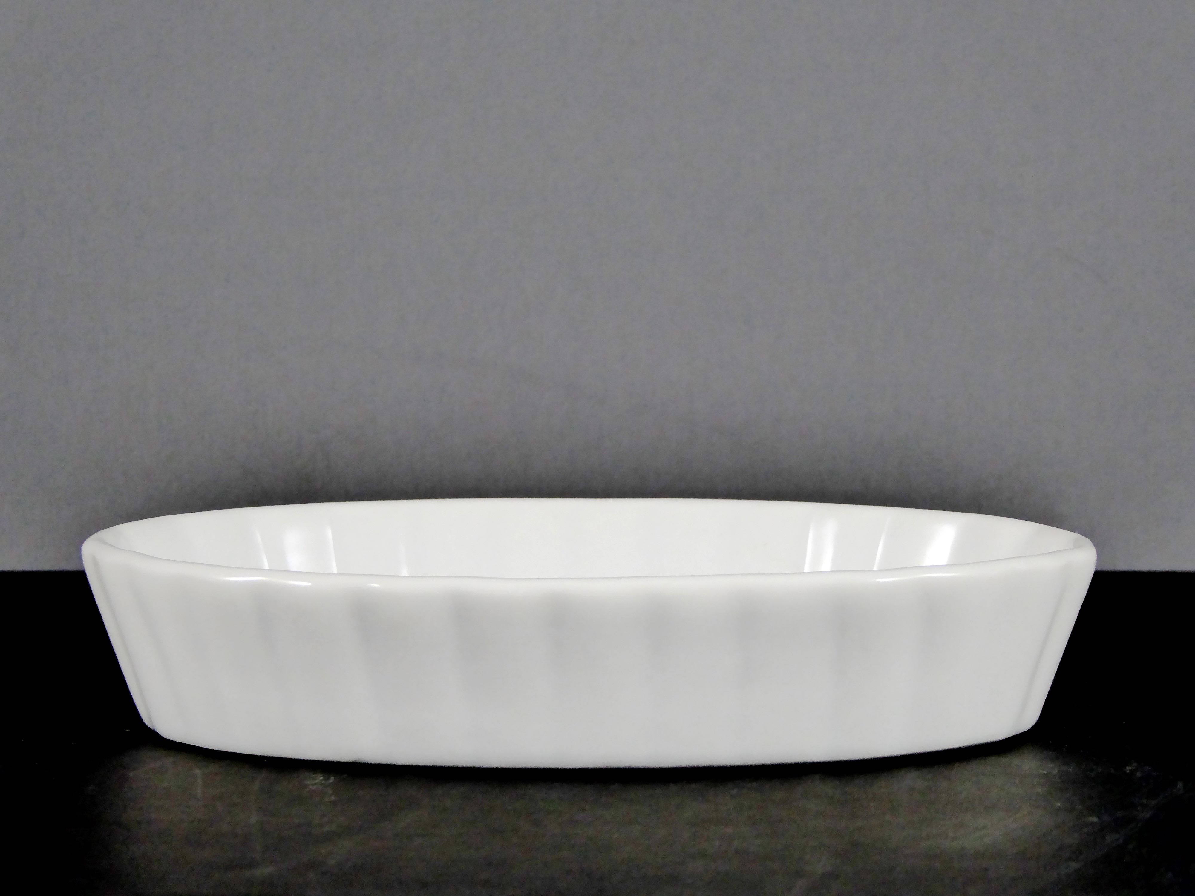 Default Title - #13112 5.25" X 3.25" Oval Ceramic Crème Brûlée Dish (4 OZ.) - Oven - Safe, Fluted Design, Ideal for Baking & Serving
