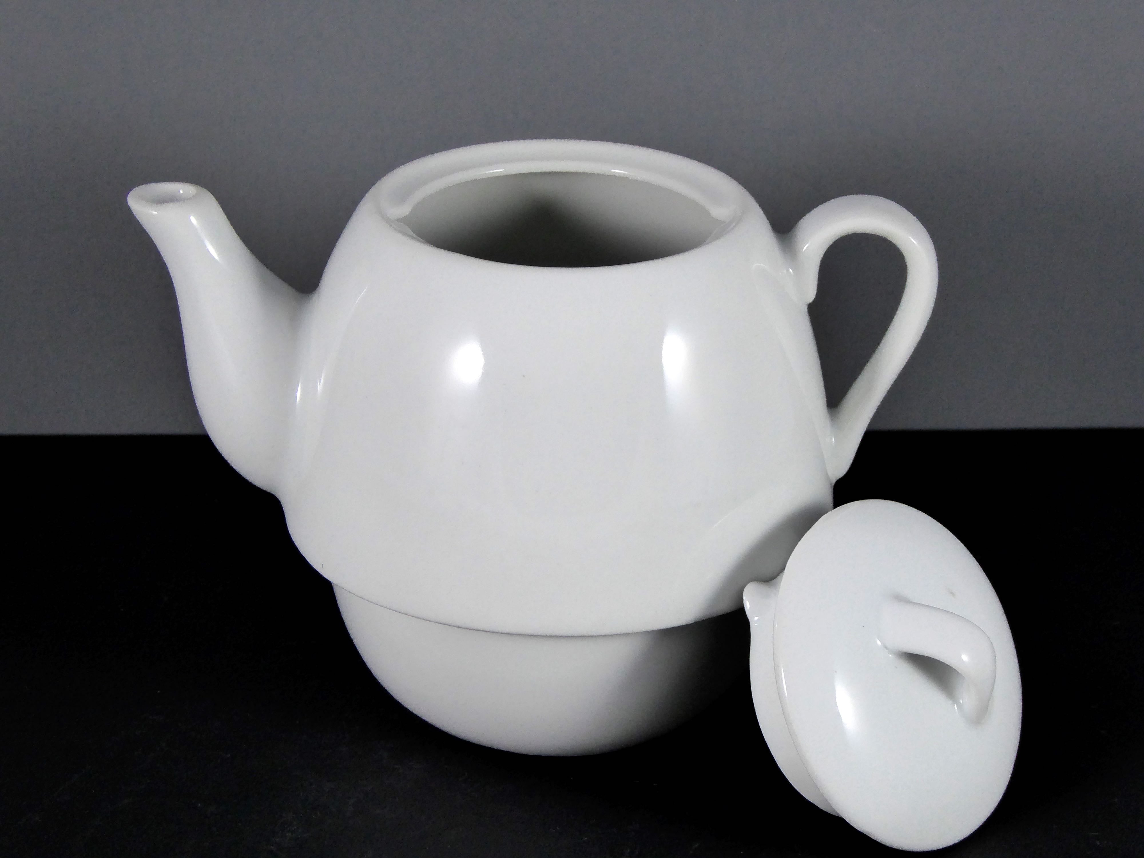 Buy #13220 16 - Oz. Ceramic Teapot in Solid White, Minimalist Design - Sold by Case! Ideal for Single Servings