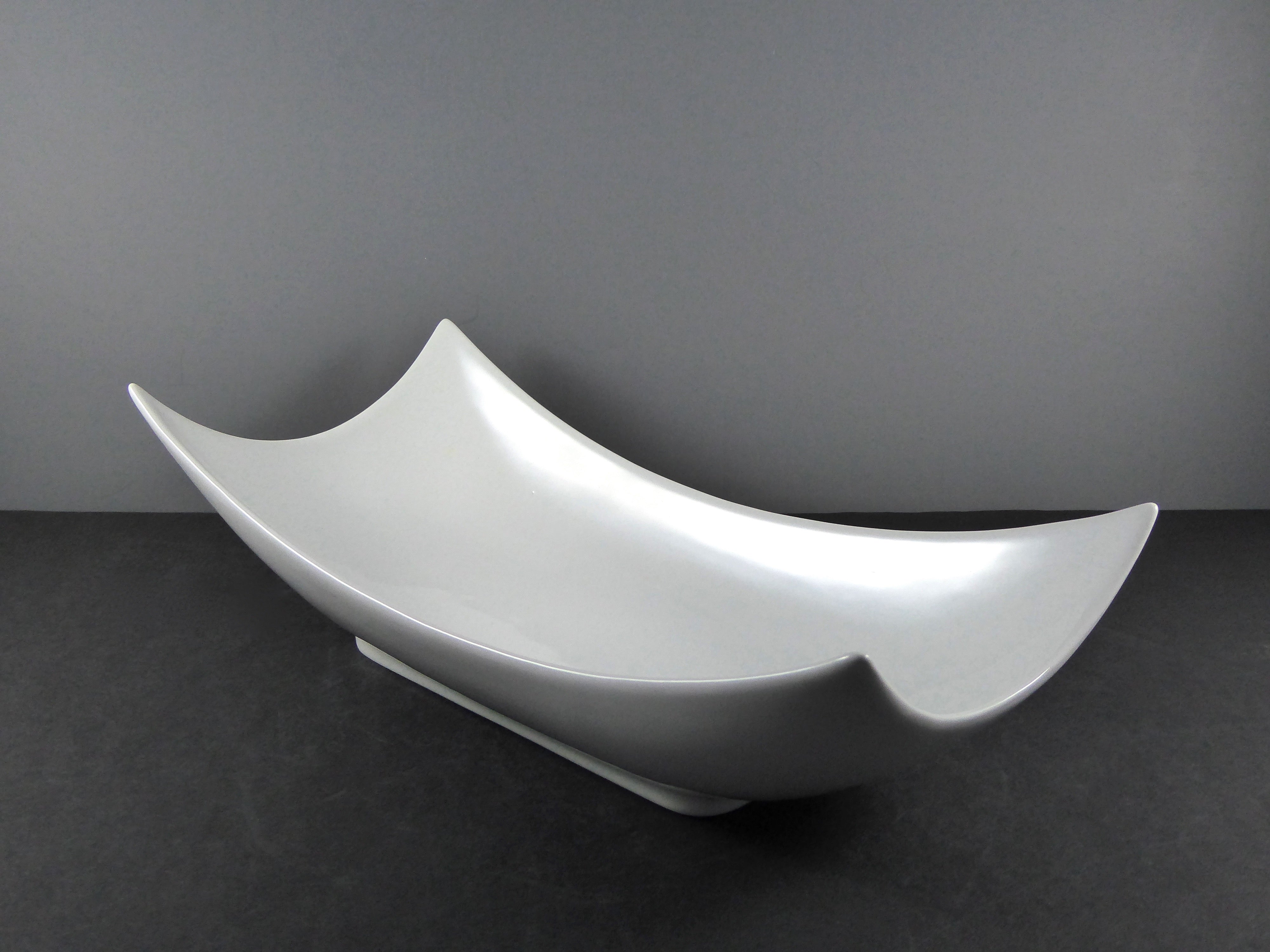 #14082 BOWL 14.5" X 6.5" RECTANGLE CURVED ENDS (48 OZ.) - Ceramic/Porcelain Decorative Serving Dish for Modern Home Decor