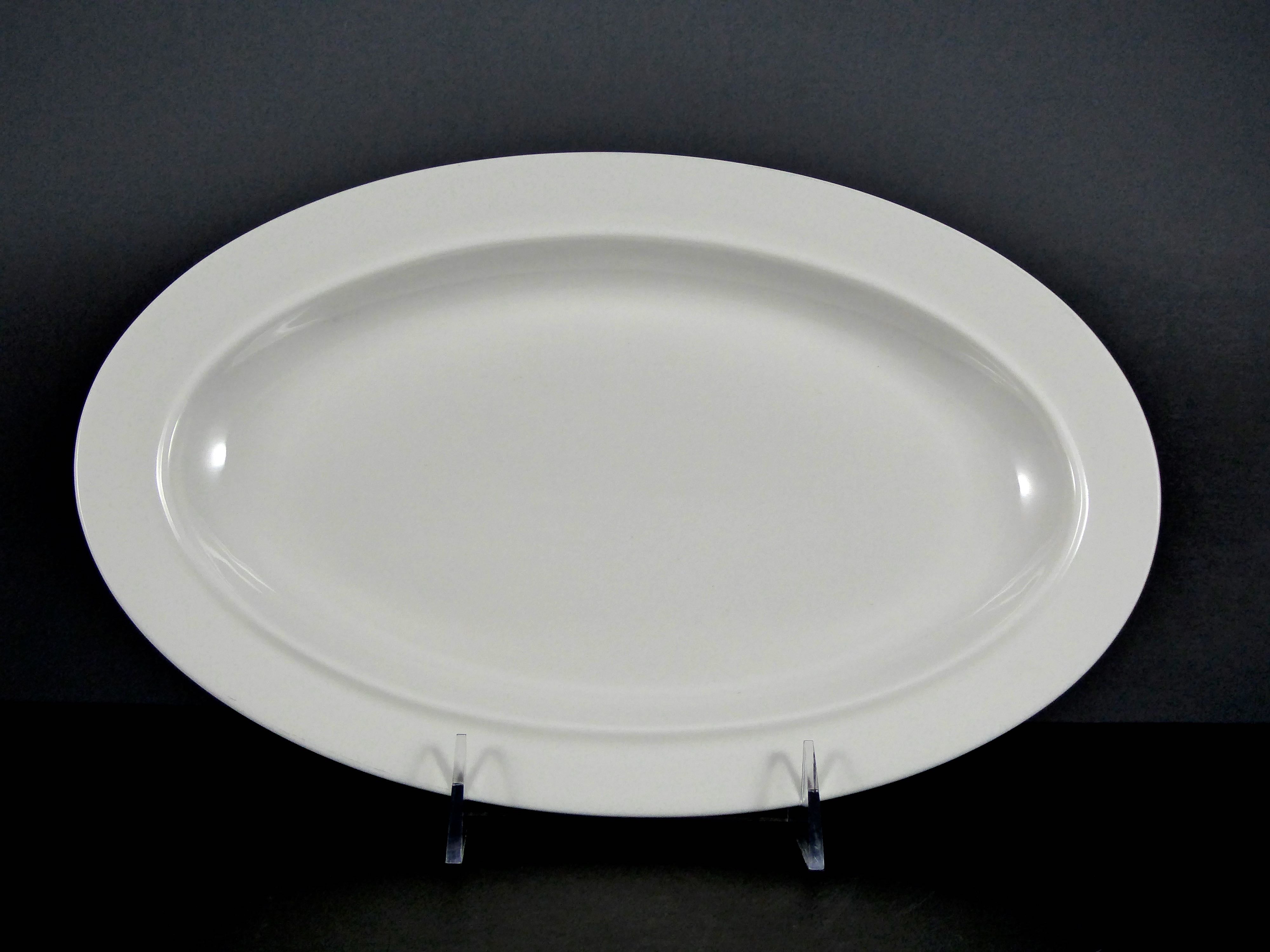#15212 Oval Double - Rimmed Ceramic/Porcelain Serving Platter - Large, White, Ideal for Main Dishes - Sold by Case