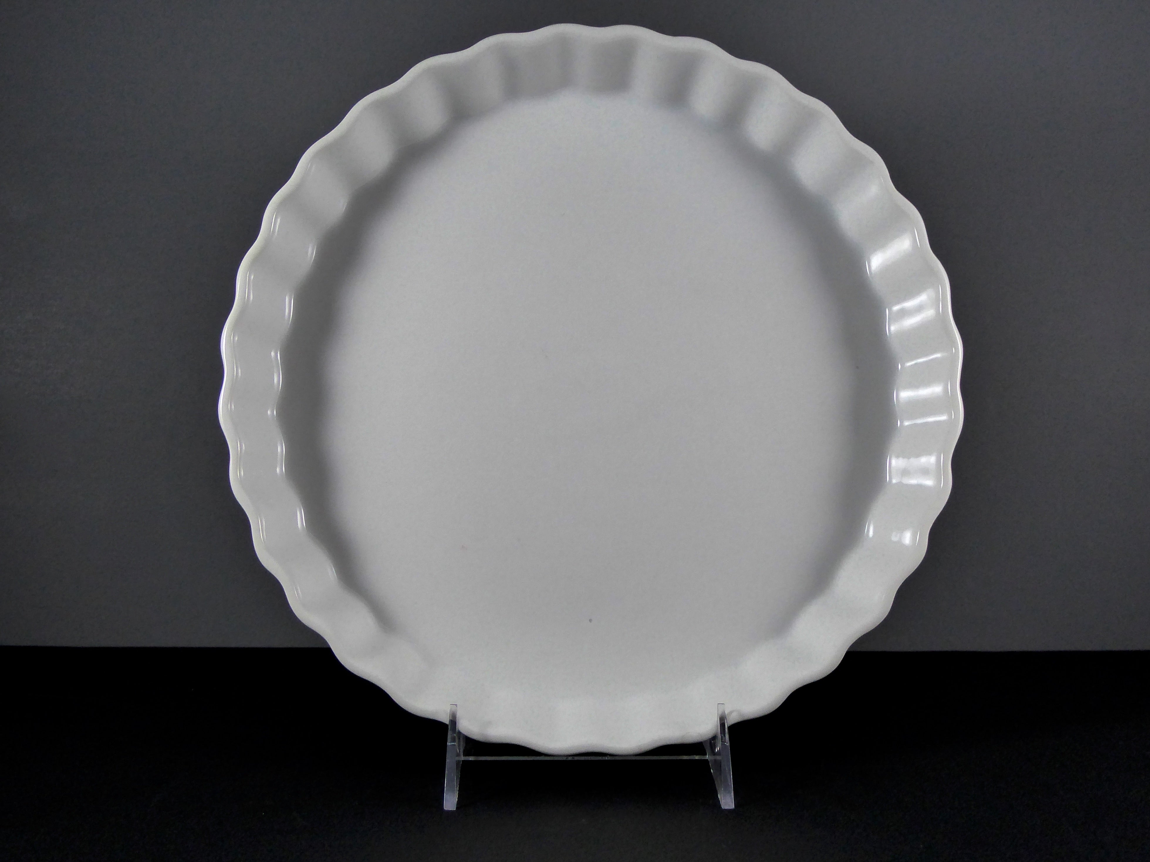 Default Title: 10" X 1.5" Deep White Ceramic Baking & Serving Dish with Fluted Rim, Sold by the Case