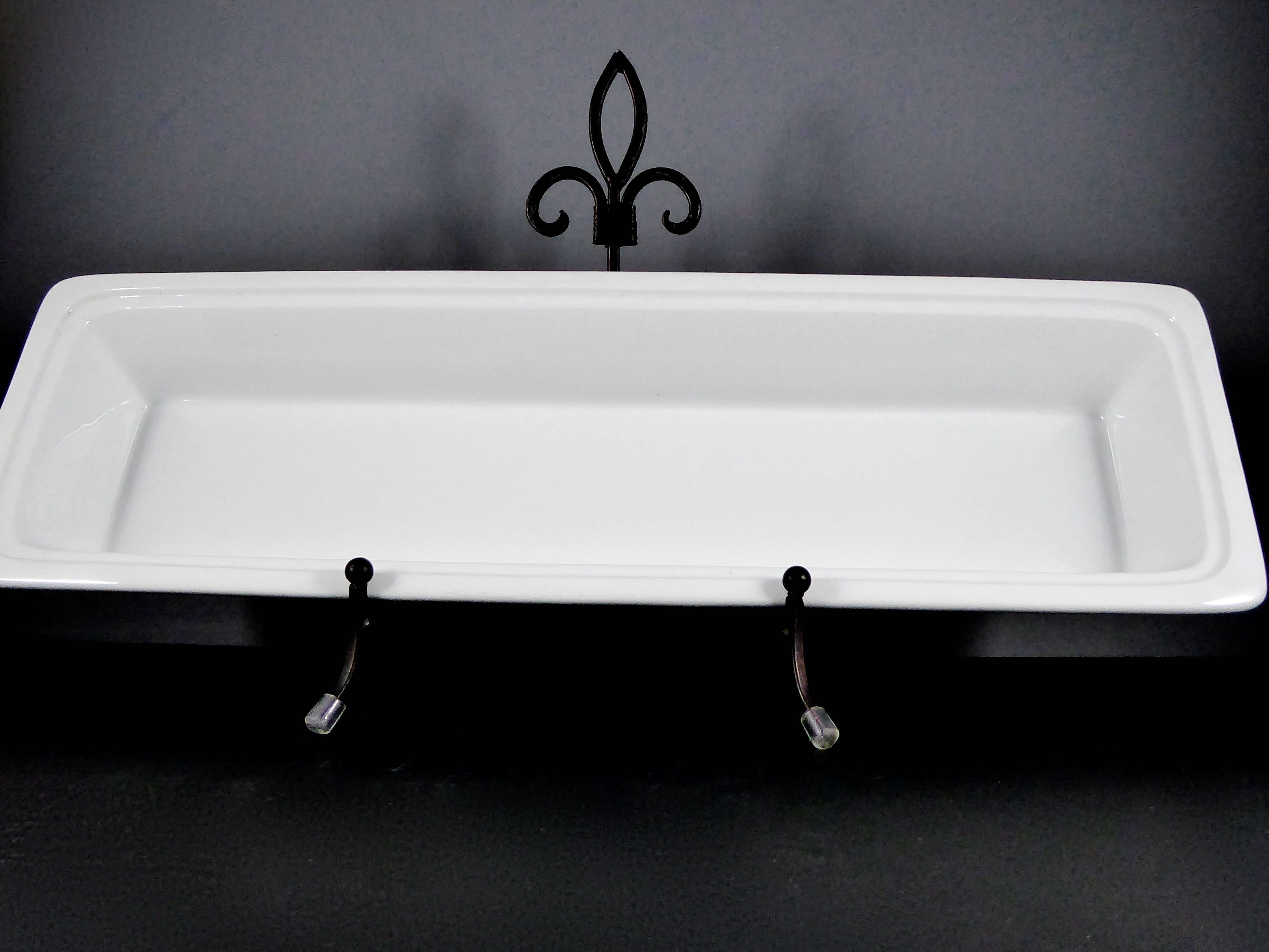 Default Title - #15256 DISH 20.75" X 6.75" X 2.5" Deep Rectangular Tray (120 OZ.) - Ceramic with Metal Hooks for Multiple Uses