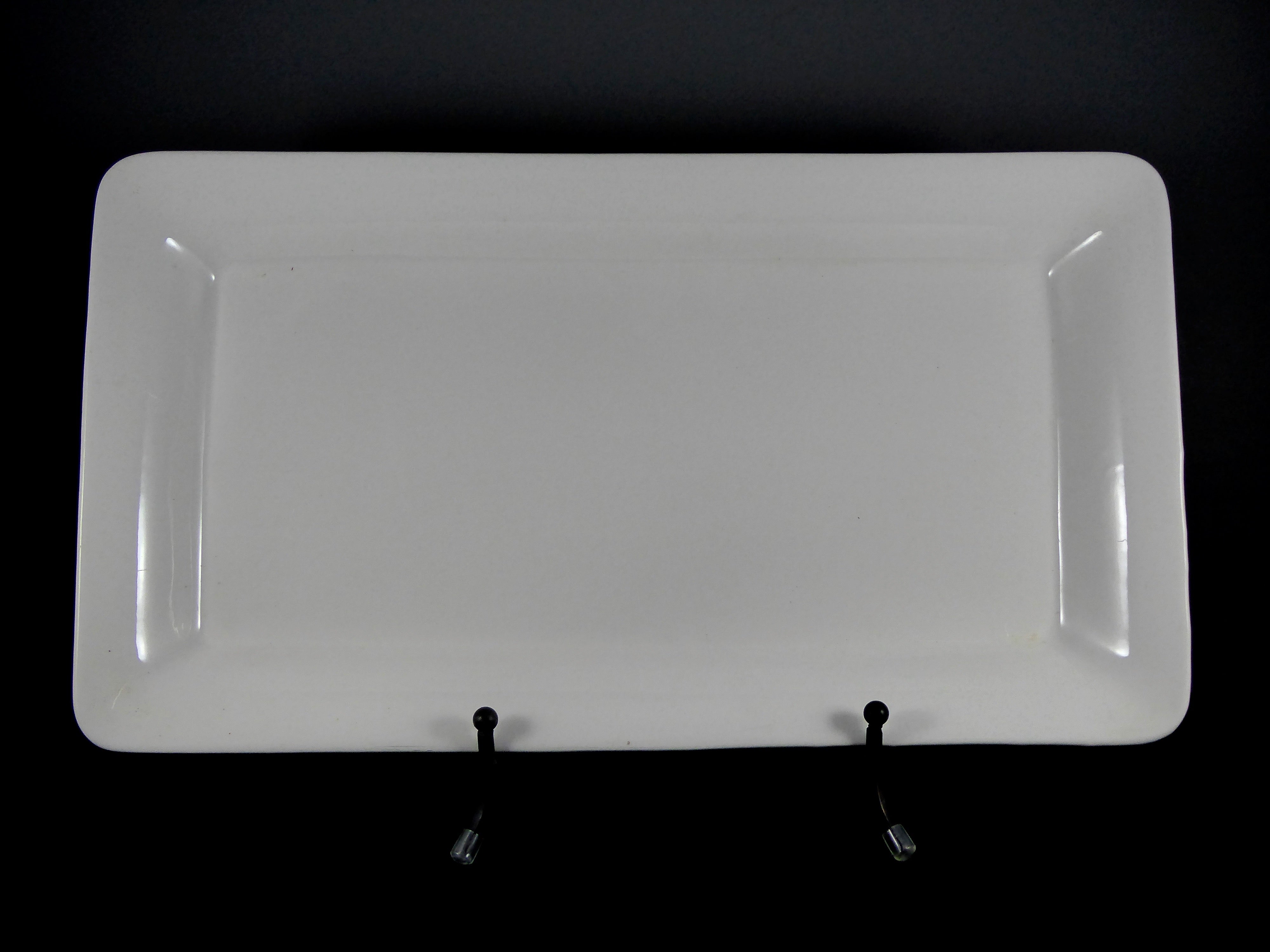 #15262 BOWL - 19.5" X 10.5" X 2" Deep Rectangular Ceramic Serving Tray with Wall - Mounting Hooks, White, Sold by Case