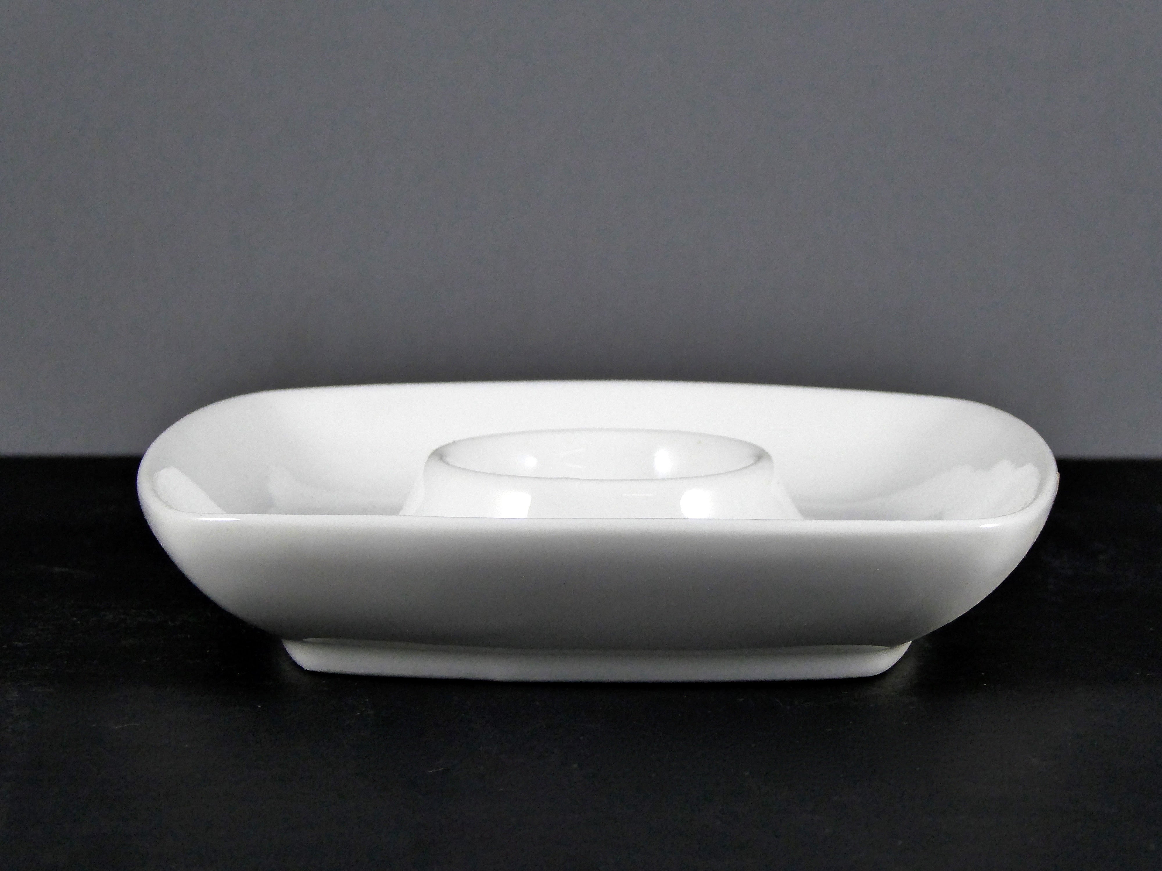 Default Title - Small - to - Medium - Sized Glossy White Ceramic Dish, Multi - Purpose (Candle Holder, Toothbrush Holder, Soap Dish), 96/Case