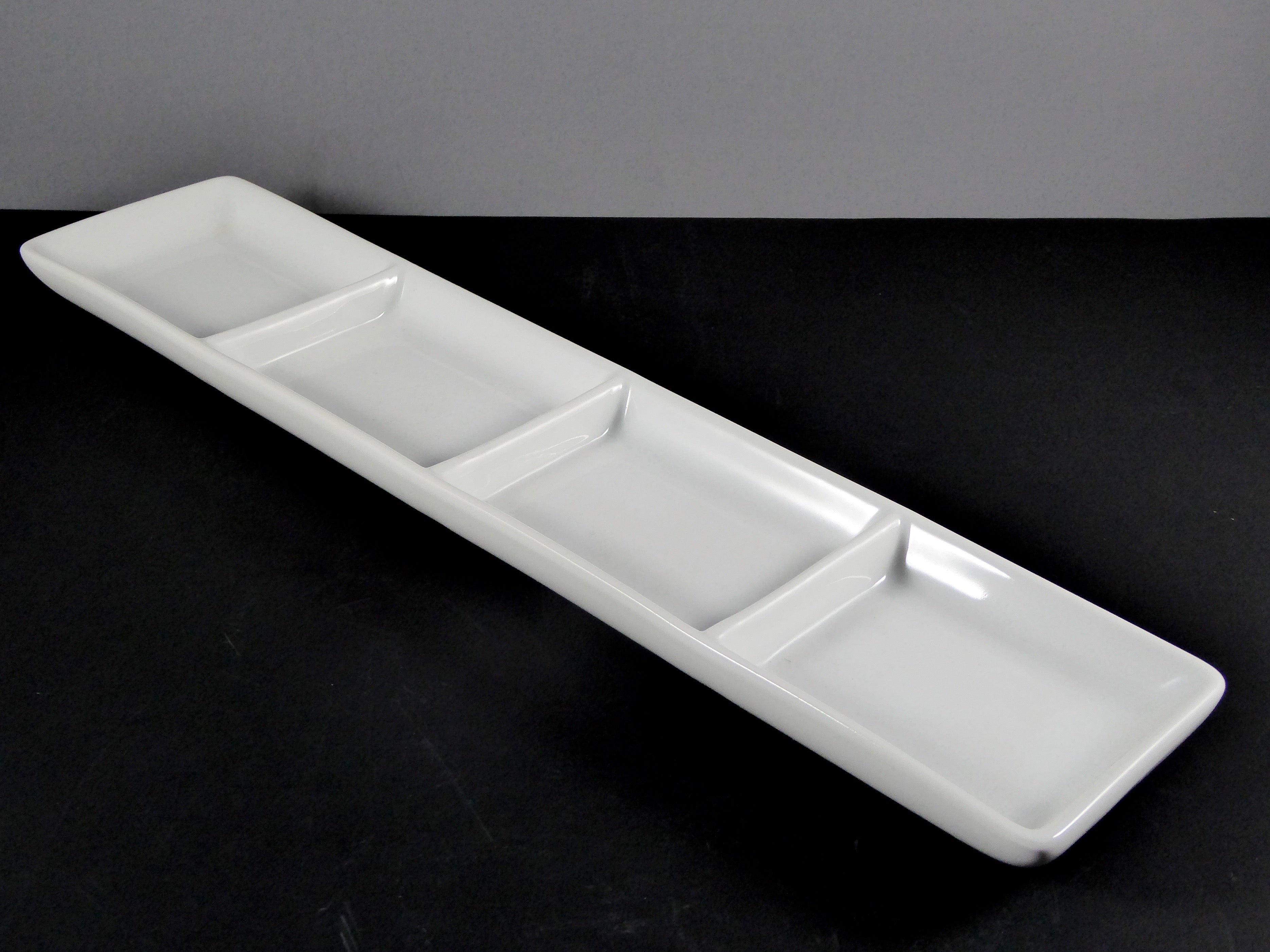 High - Quality #5747 14" X 3.25" Rectangular 4 - Section 3 OZ. Ceramic Serving Platter for Parties, Restaurants & Home Use