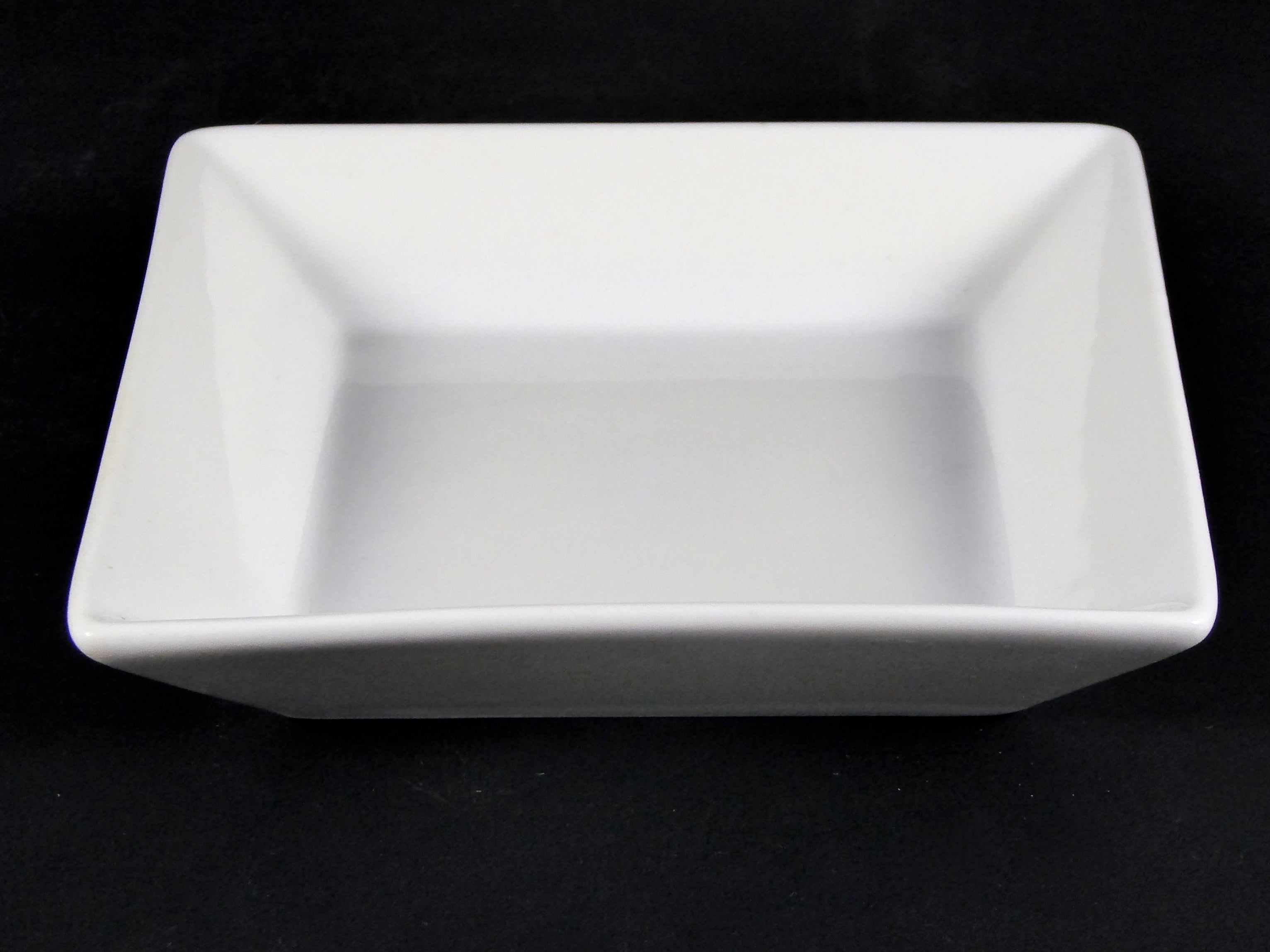 #5896 BOWL 5" X 1" DEEP SQUARE (6 OZ.) - Ceramic/Porcelain Shallow Rectangular Dish for Food Service & Decor