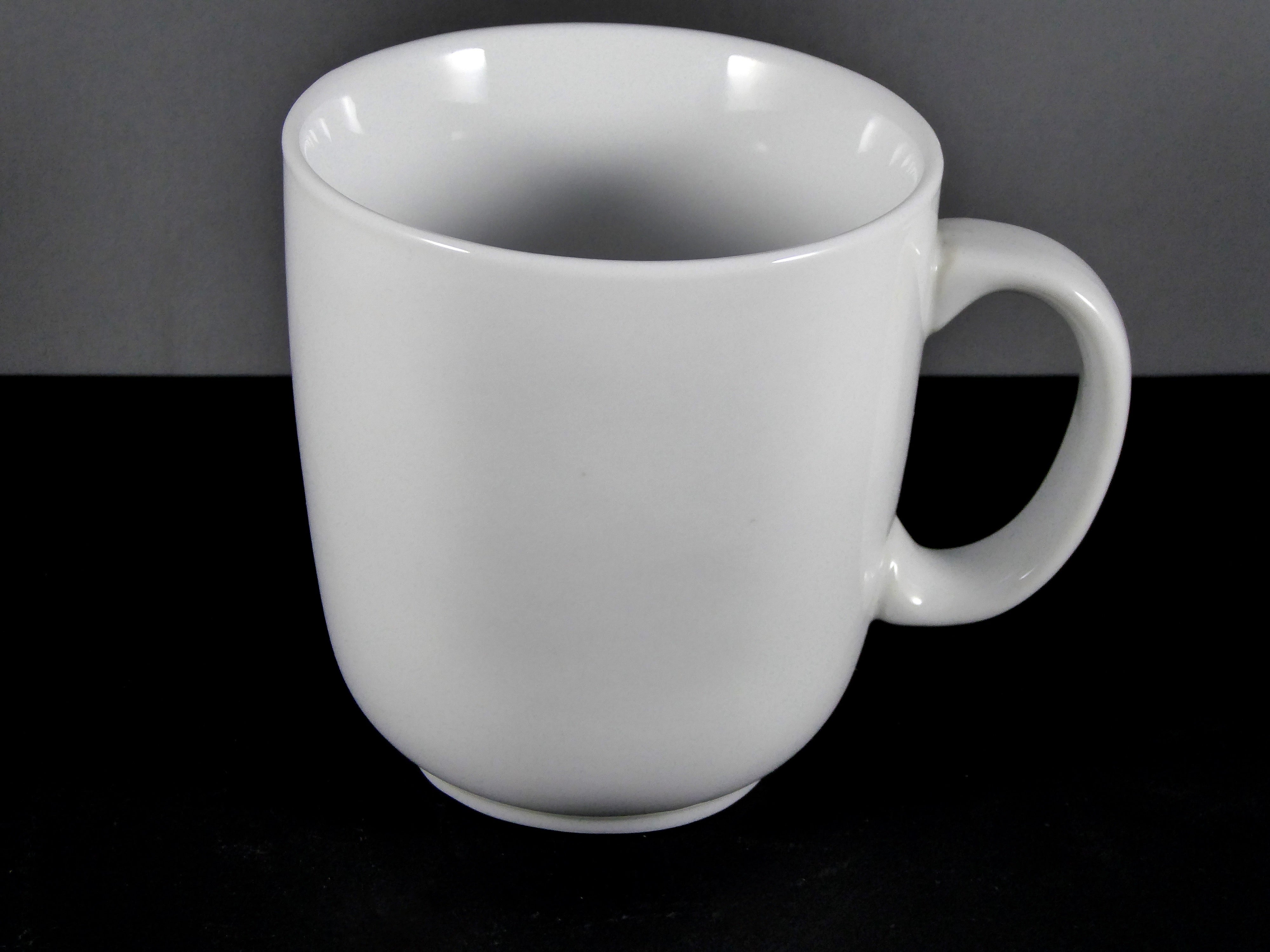 #6007 MUG 12 OZ. - High - Quality Ceramic Porcelain Mug, White, Large Size, Ergonomic Handle, Sold by the Case