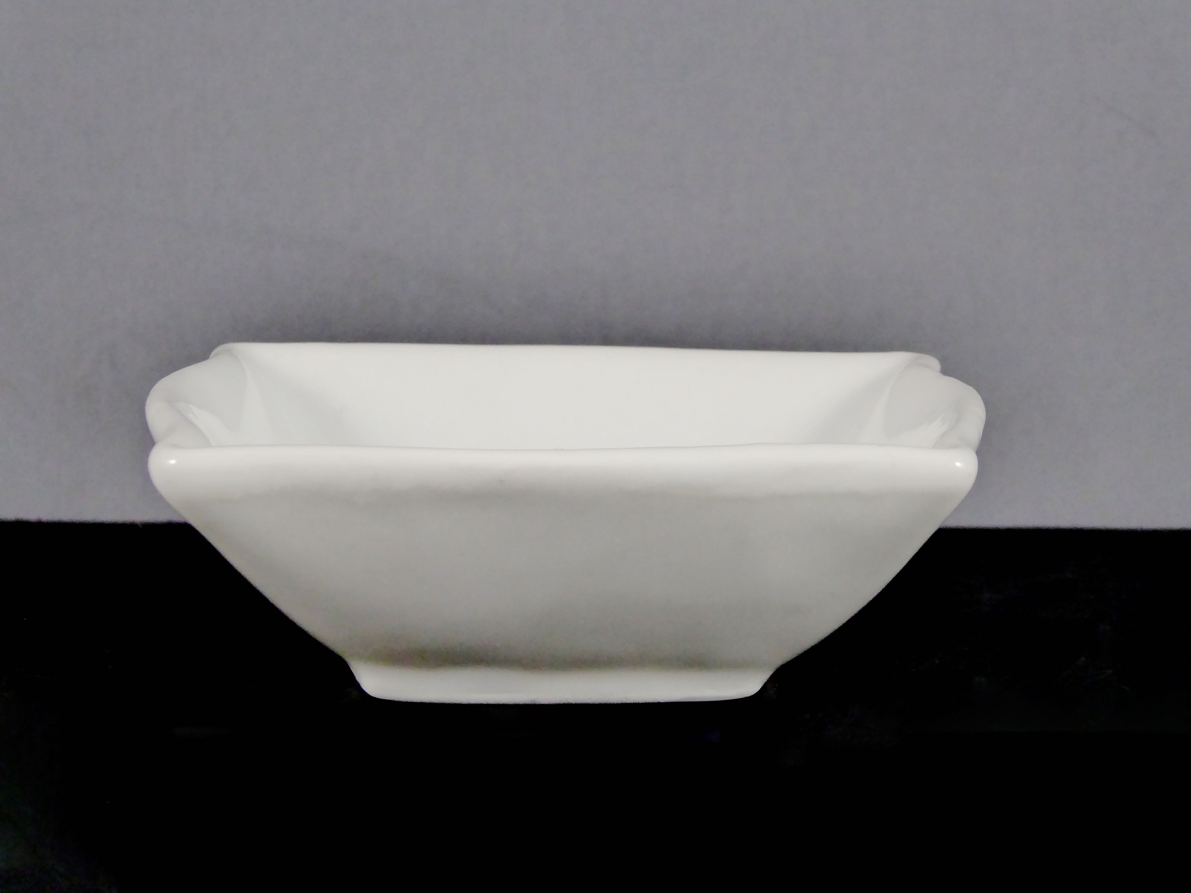 #7561 BOWL 3.5" SQUARE WAVY (2 OZ.) - White Ceramic/Porcelain Dish for Functional & Decorative Use